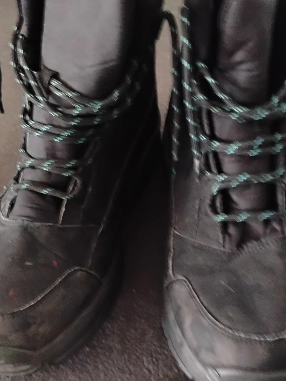 Men's Black Boots with Green-Thread Laces